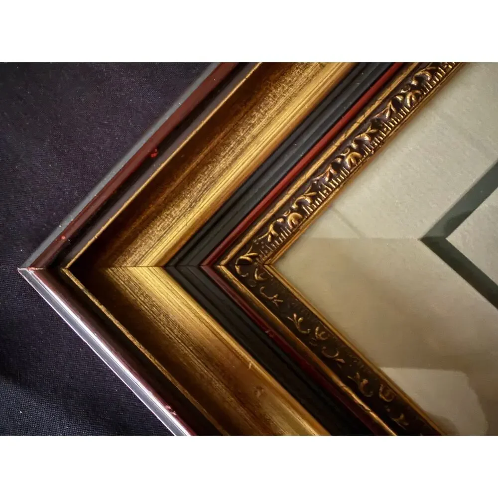 Vintage Paid In Full Cigar Label Framed Art Ornate Gold Tobacco Box Inner Print